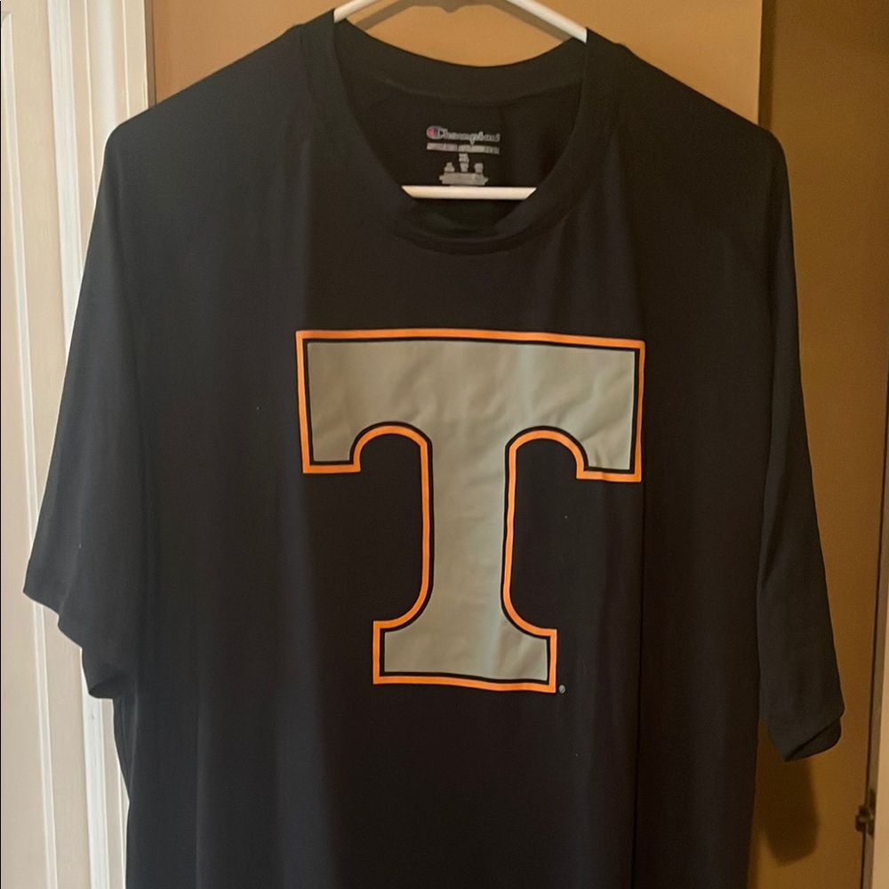 Champion Black and Orange Short Sleeve Tee